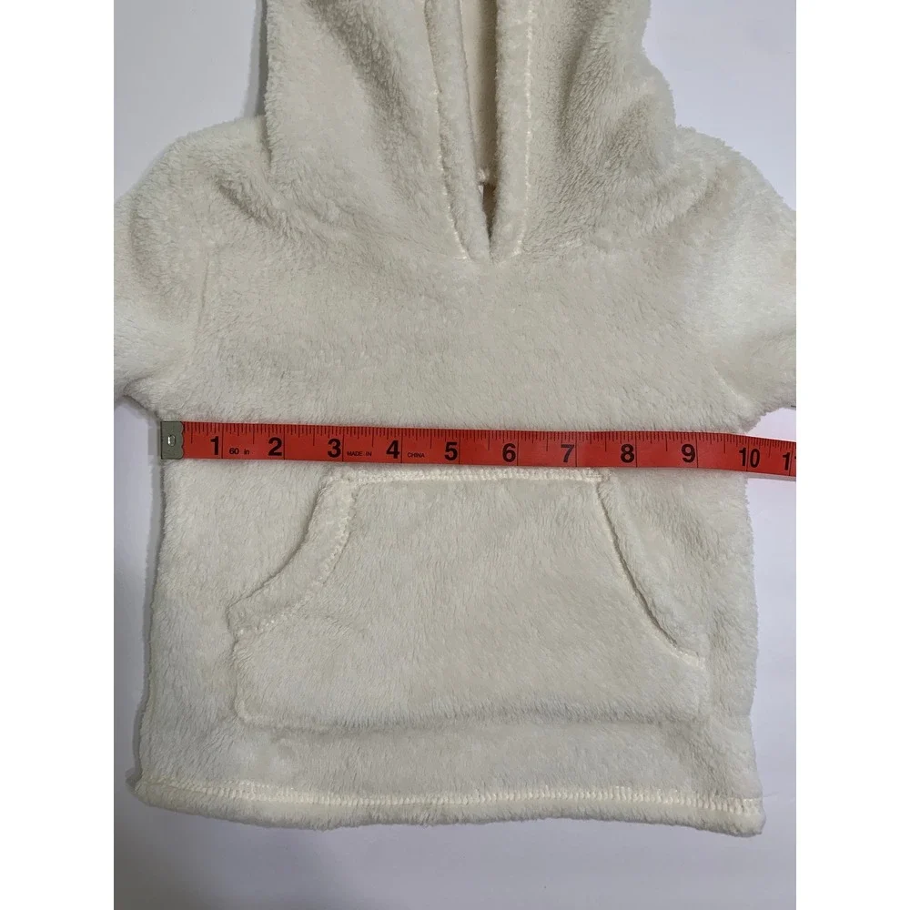 Carters Cream‎ Fuzzy Hoodie Soft Fleece Baby Size 12 Months Pockets